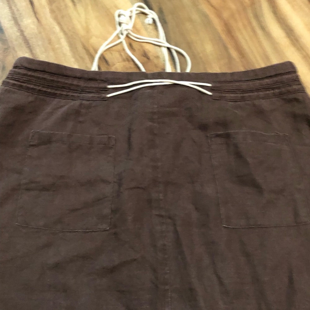 Eagles Eye 100% linen Y2K Boho 12 skirt slit brown - Picture 7 of 7